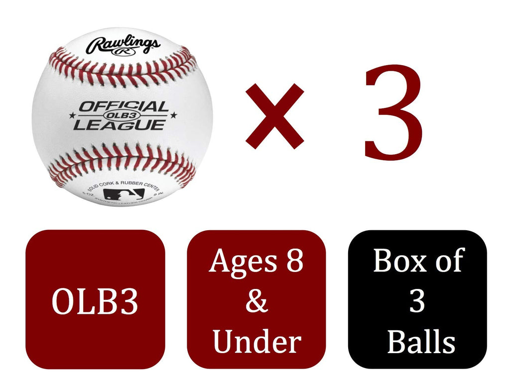 Rawlings  Official League Recreational Use Practice Baseballs  Olb3  Youth/8U  3 Count