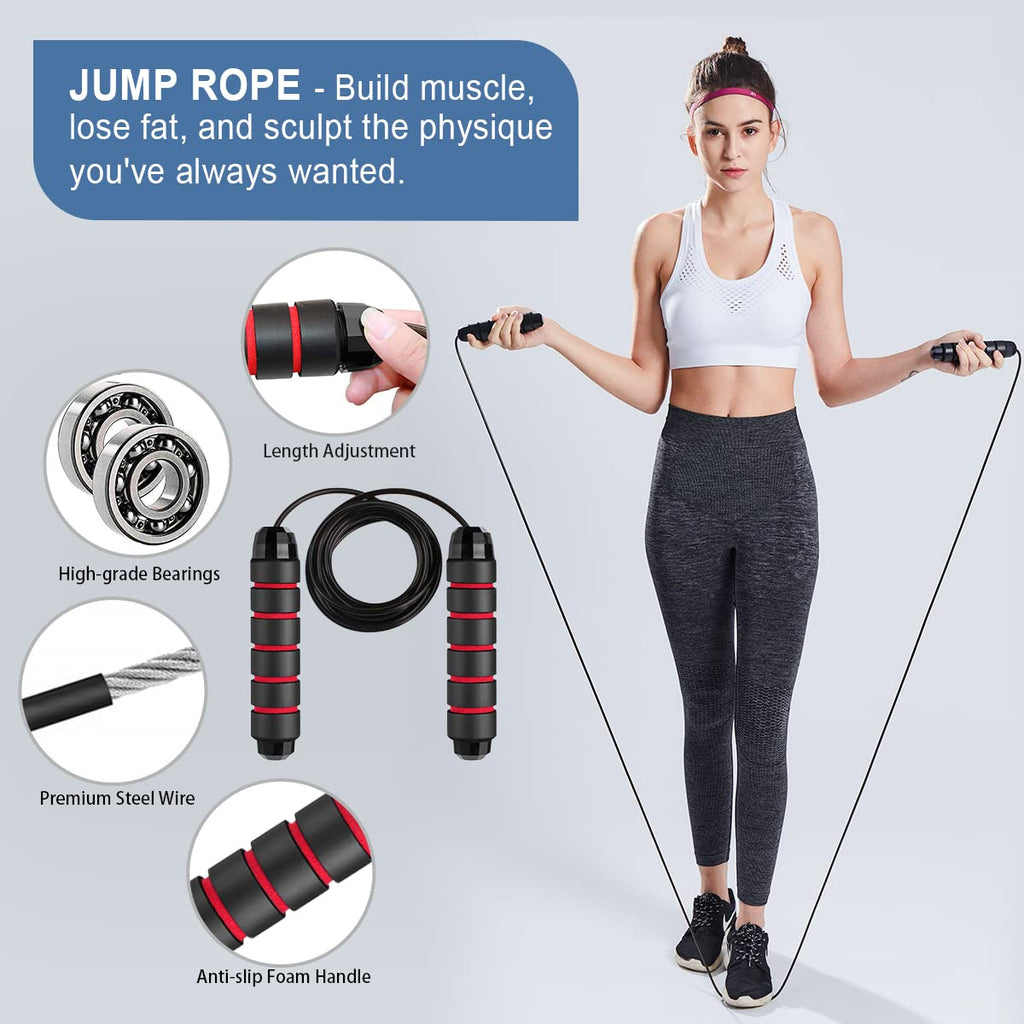 10-In-1 Ab Wheel Roller Kit With Resistance Bands, Knee Mat, Jump Rope, Push-Up Bar - Home Gym Equipment For Men Women (Blue)