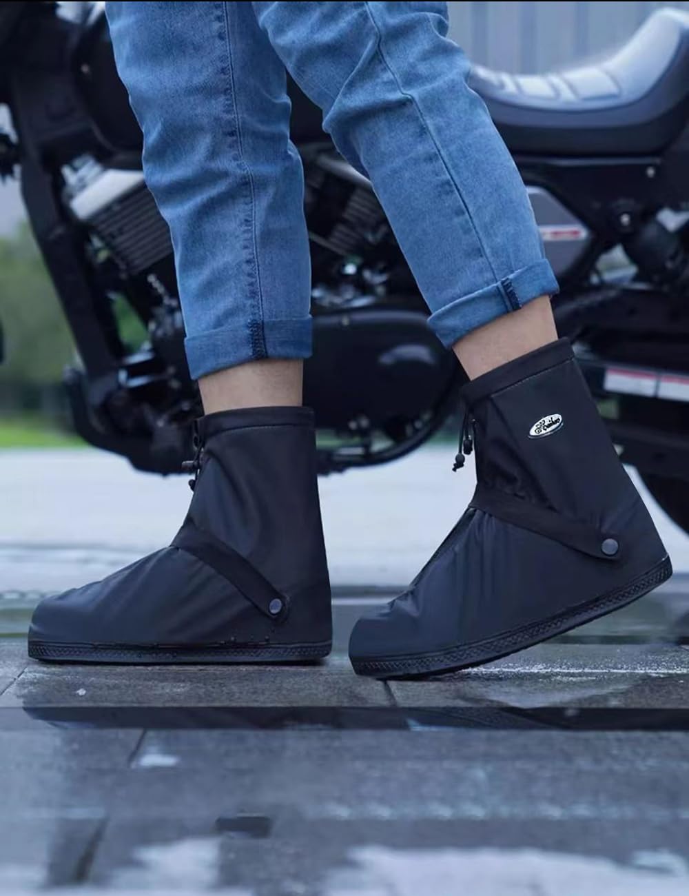 Waterproof Shoe Covers For Rain, Non-Slip Silicone Overshoes With Zipper, Reusable Shoe Protectors For Bicycling And Outdoor Act