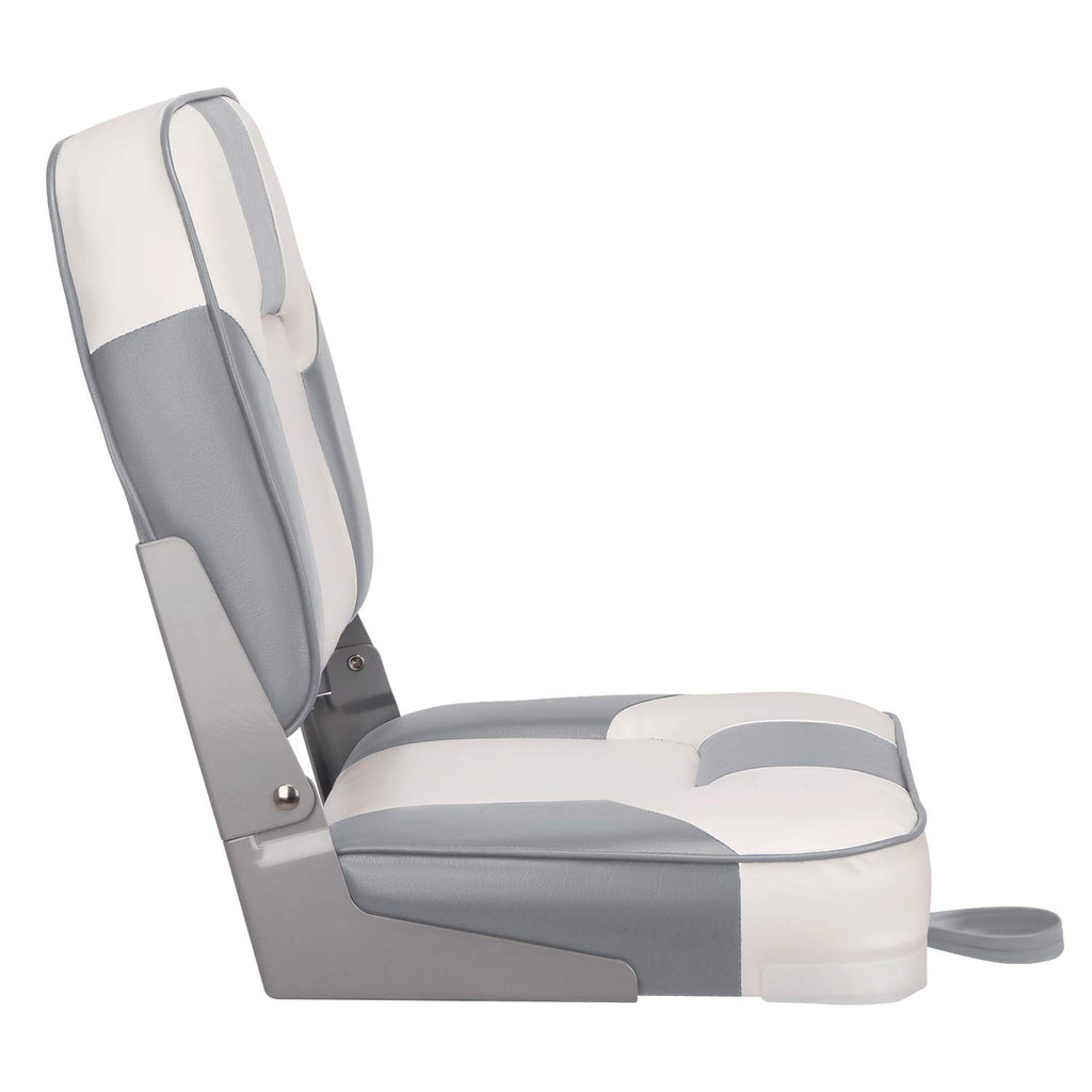 Leader Accessories A Pair Of New Low Back Folding Boat Seat(2 Seats) (D-Whitegrey)
