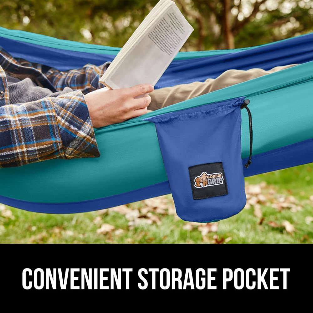 Gorilla Grip Durable Portable Camping Hammock, Holds 400Lbs With Heavy Duty Tree Straps, Comfortable Travel Swing, Camp Hammocks