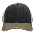 The Tie Hub Grey & Olive Distressed Trucker Cap For Men & Women With White Mesh Back