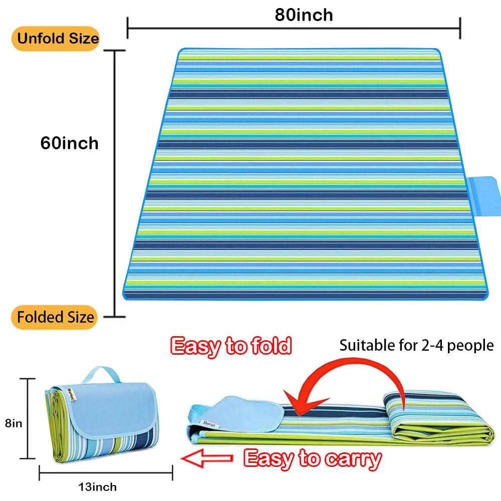 K Y Kangyun Large Beach Blanket Picnic Blankets Sandproof Waterproofmat For Beach, Travel, Camping, Hiking, Park Grass,Home Fold