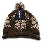 Decky 611B-Brn Snowflake Roll Up Beaine With Pom- Brown & Stain