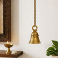 Kartique Brass Hanging Bell With Chain 22 Inch Hanging Length | Antique Golden Finish | Ideal For Temples, Home Decor, And Gifti