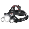 BORUIT RJ-3000 Headlamp Rechargeable, LED Head Lamp Super Bright - Outdoor Headlight 4 Modes, 4 Helmet Clips, Waterproof Constru