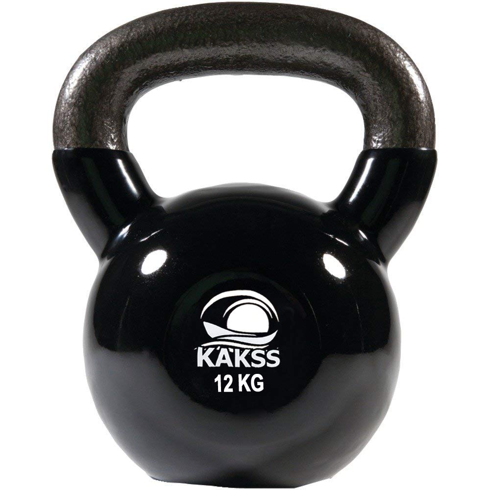 Kakss Vinyl half coating Kettle Bell for Gym & Workout (Size: 12 KG (Black)) (MADE IN INDIA)