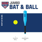 Franklin Sports Jumbo Kids Plastic Bat & Ball - Usa Softball - Backyard Bat With Large Barrel For Kids + Toddlers, 24''