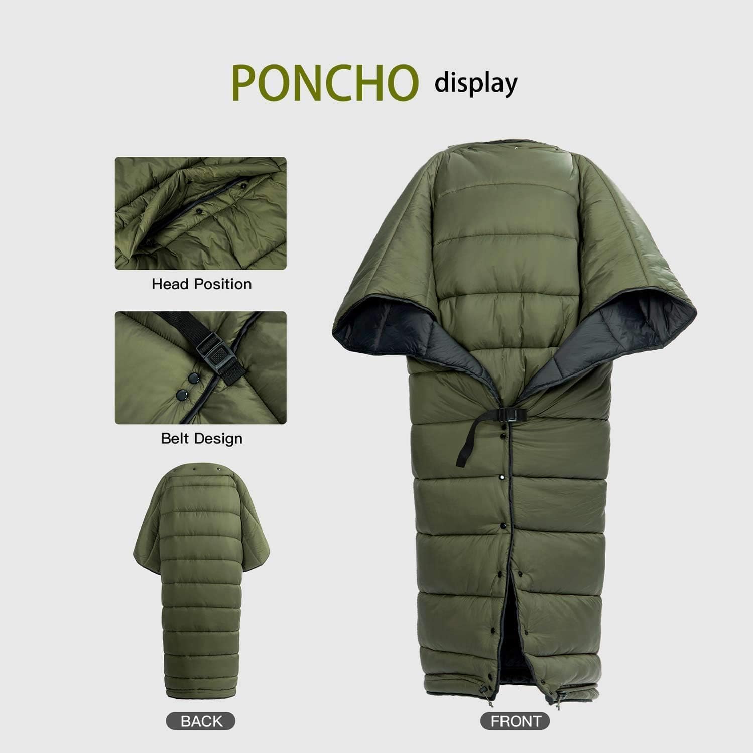 Onewind Top Quilt, Lightweight Portable Camping Sleeping Bag With Draft Collar, Footbox And Pad Attachment Straps Quilt Poncho F