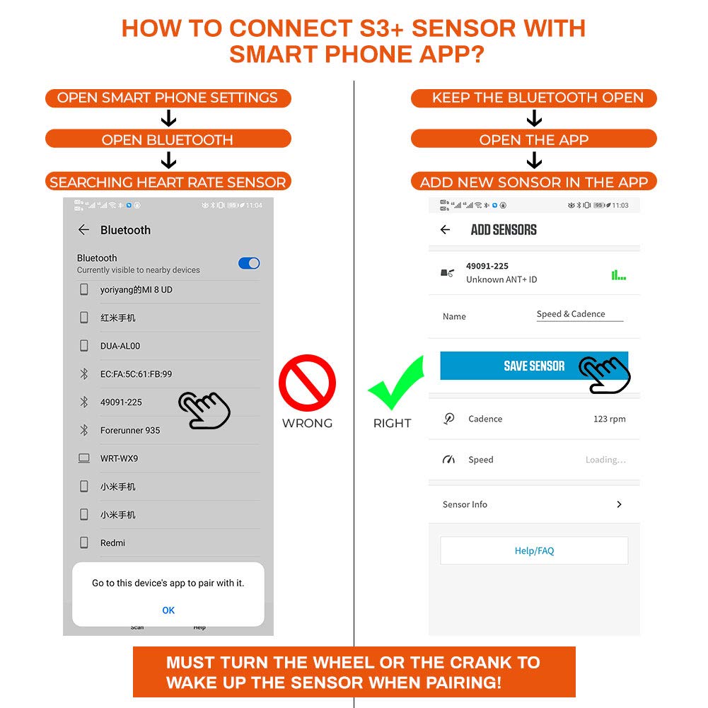 Magene Outdoor Speed/Cadence Sensor For Cycling, Wireless Bluetooth/Ant+ Bike Computer Rpm Sensor, Compatible With Wahoo Fitness