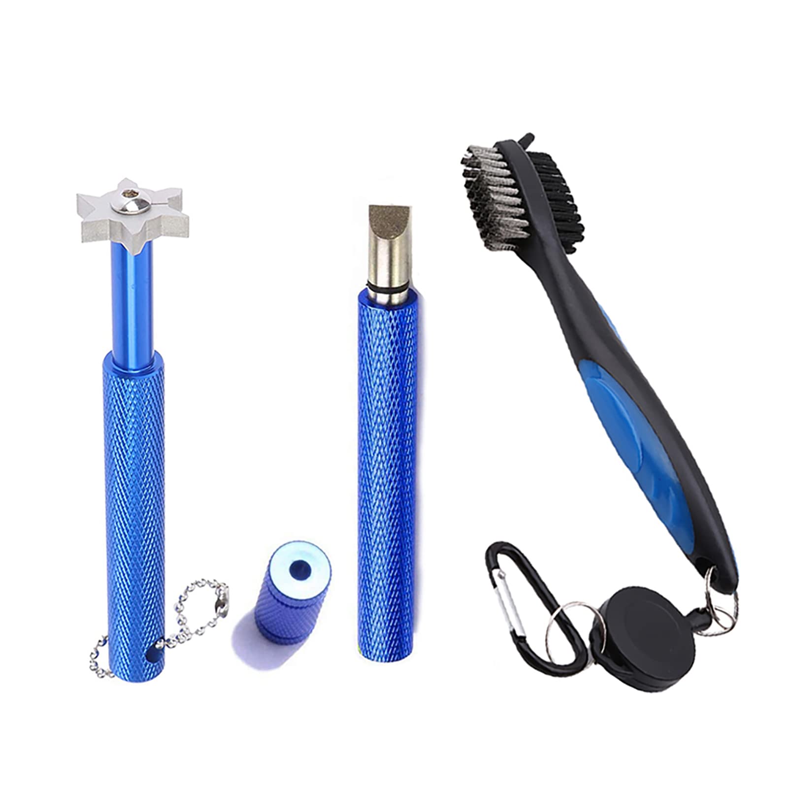 Vipmoon Golf Clean Tool Sets, Retractable Golf Club Brush And 2 Golf Club Groove Sharpener For U & V-Grooves, Portable Golf Brus