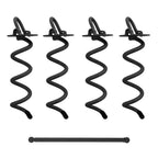 7Penn Spiral Ground Anchors - 8 Inch Black Tent Stakes Heavy Duty Ground Screw Anchor Twist Stakes, 4 Pack