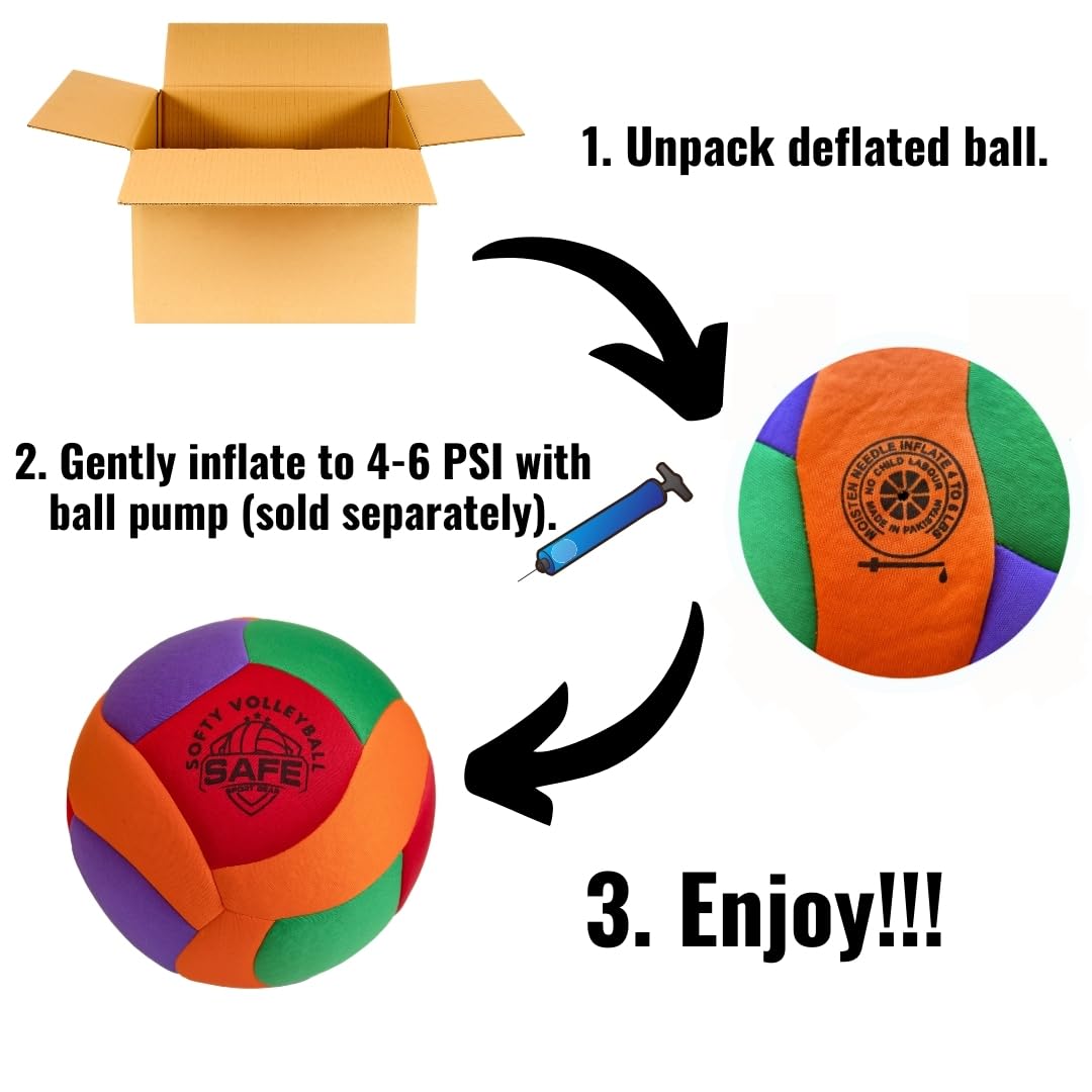 Safe Sport Gear Softy Volleyball - Super Soft Volleyball Designed For Pain-Free Play - Awesome Kids Volleyball With A Realistic