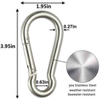 Grandbuy 4 Inch Large Spring Snap Hook Carabiner, 304 Stainless Steel Snap Hook Heavy Duty Carabiner Clip, Stainless Steel Sprin