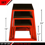 Jfit Plyometric Jump Box Set Of 3 - 12'', 18'', 24'', Red/Black