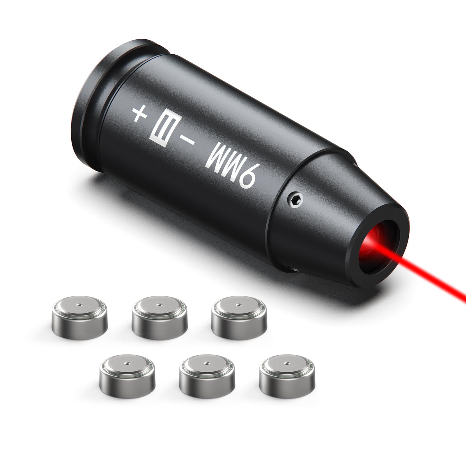 Feyachi Bore Sight 9mm Red Laser Zeroing Boresighter with 3 Sets of Batteries-Grey