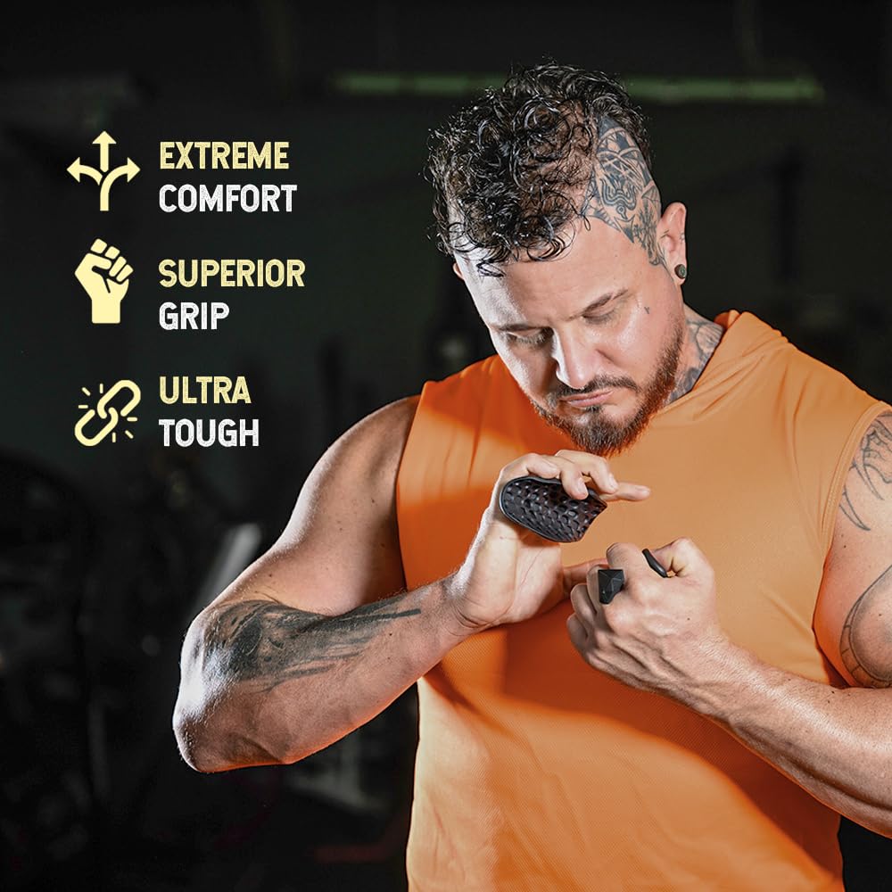 Rubber Gym Grips Weight Lifting Grips For Men & Women, Anti Slip Workout Grip For Hand Protection, Weightlifting Grips For Worko