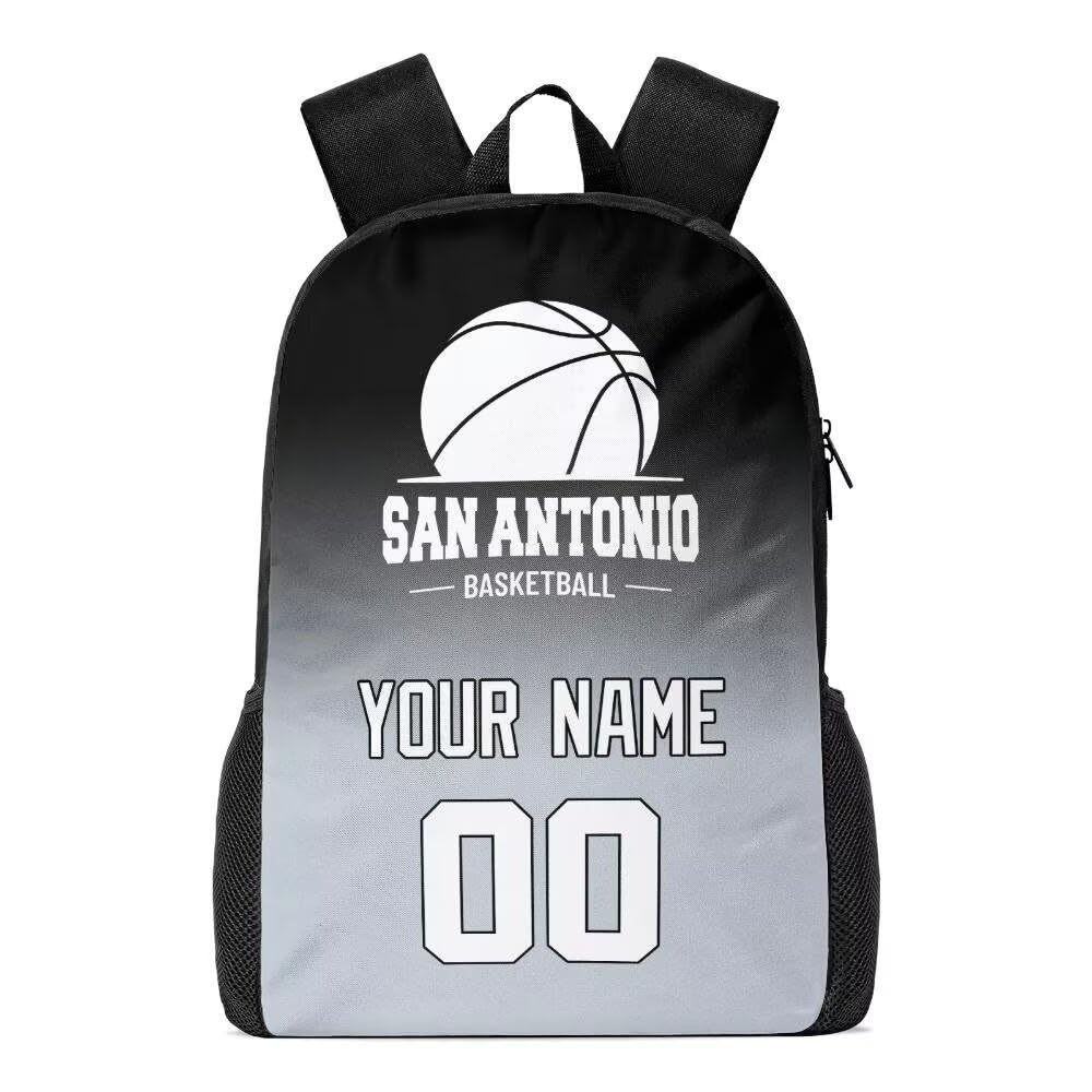Personalized San Antonio Basketball Sports Backpack Custom City Fan Gift Shoulder Bag Add Name and Number Casual Bag