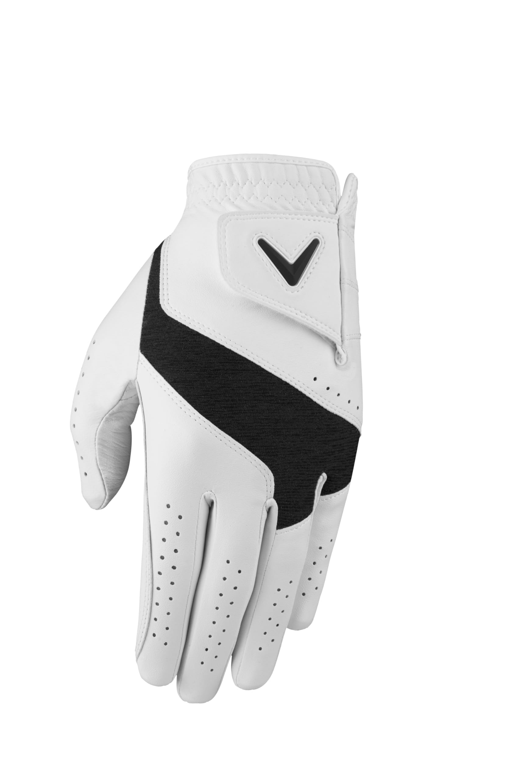 Callaway Golf Fusion Glove (Cadet (Shorter Fingers), Medium/Large, White/Charcoal, Worn On Right Hand)