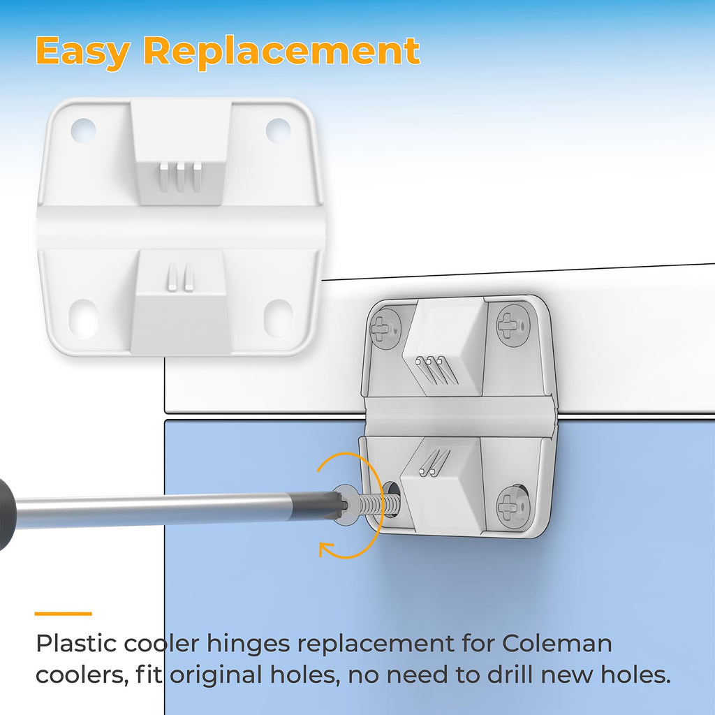 Cooler Replacement Plastic Hinges & Screws Set Compatible With Coleman Coolers  4 Pack