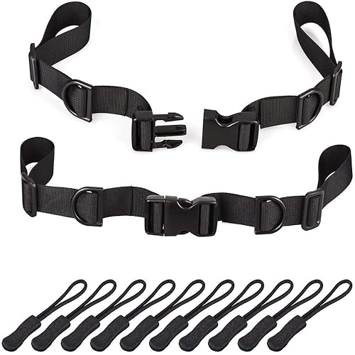 Oziral Backpack Chest Strap [2 Pack] Heavy Duty Adjustable Backpack Sternum Strap Chest Belt With 10 Pieces Zipper Pulls