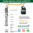 Kelly Kettle Ultimate Base Camp Kit - 54 Oz Large Stainless Steel Camp Kettle, Lightweight Camping Kettle With Whistle, Kelly Ke