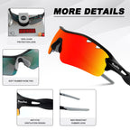 Polarized Sports Sunglasses For Men Women With 5 Interchangeable Lenes For Cycling Sunglasses Running Baseball Golf Softball Dri