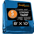 Comfitwear 8X10 Blue Poly Tarp Cover, Water Proof Tent Shelter Camping Rv Boat Tarpaulin