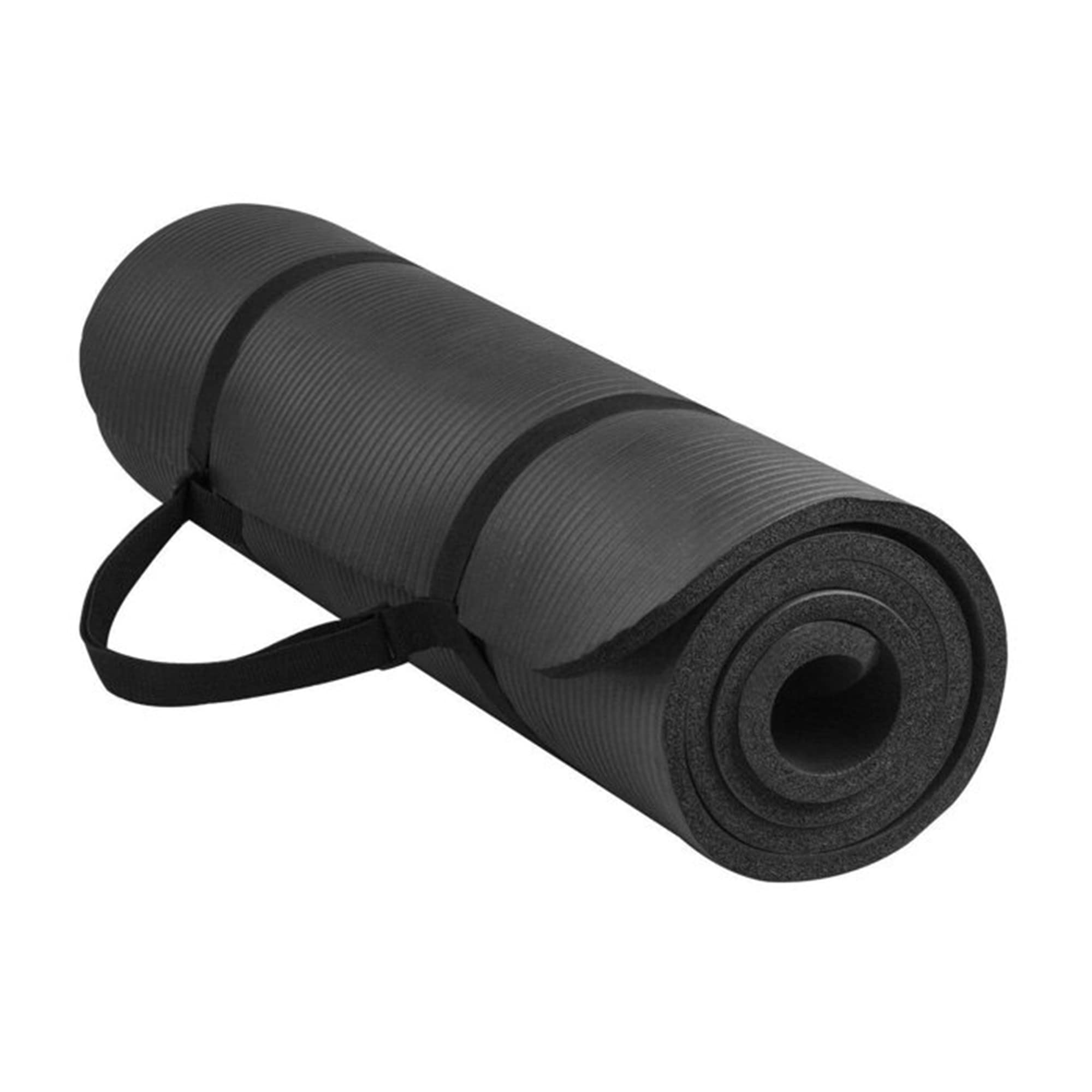 Fitvids All Purpose 1/2-Inch Extra Thick High Density Anti-Tear Exercise Yoga Mat With Carrying Strap, Black