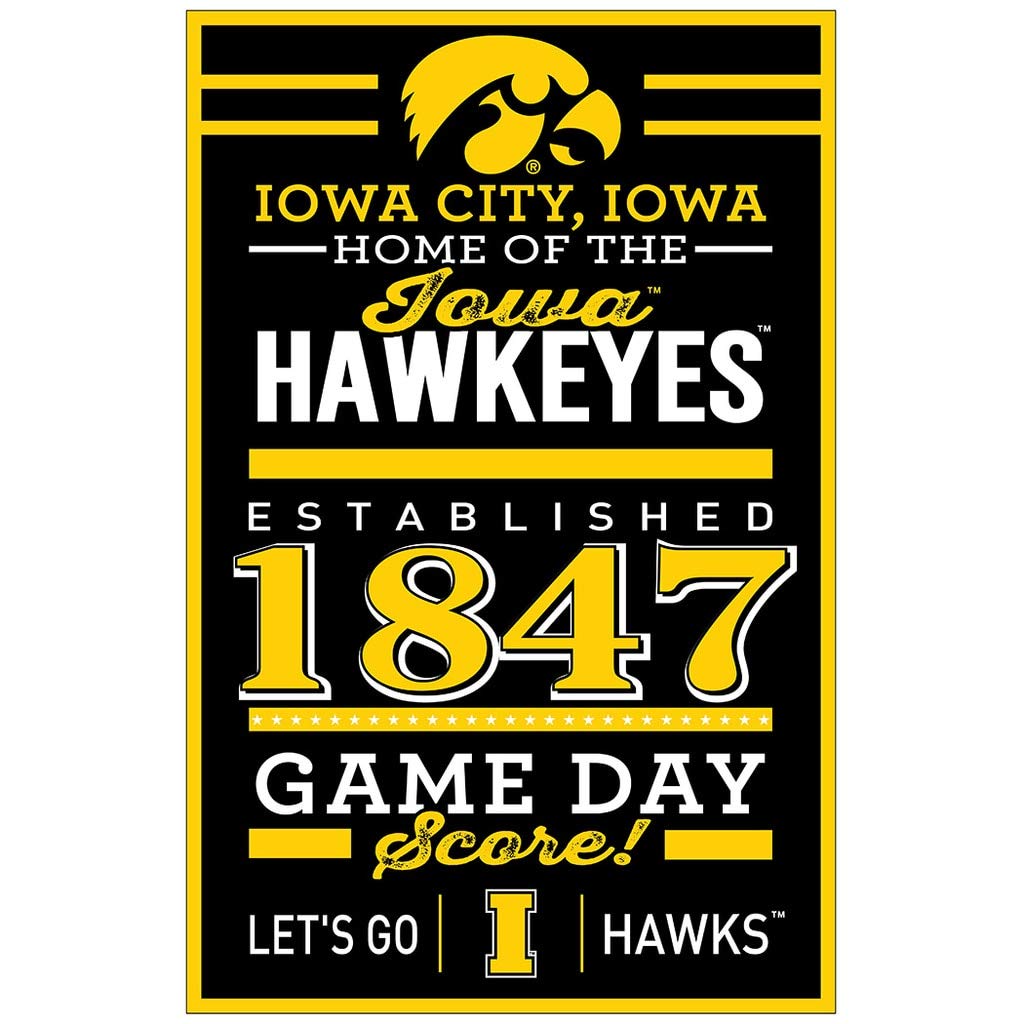 WinCraft NCAA Iowa Hawkeyes SignWood Established Design, Team Color, 11x17