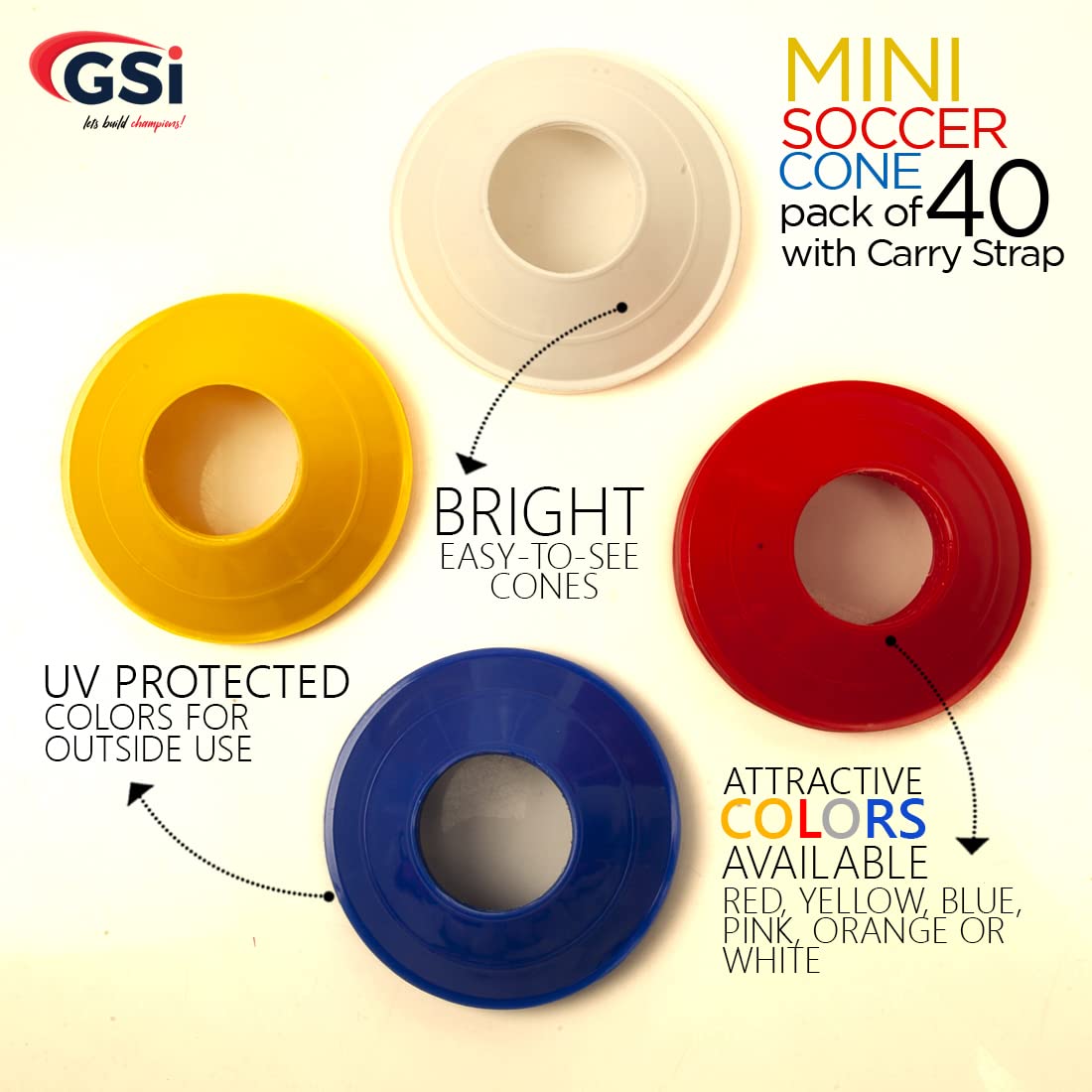 Gsi Mini Cones For Sports | Pack Of 40 | Comes With Shoulder Strap | For Agility Training Drills