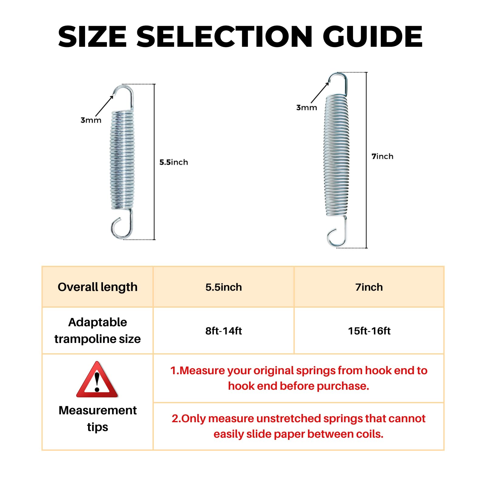 5.5 Inch Trampoline Springs Heavy Duty Stainless Steel Replacement Springs, Set Of 16