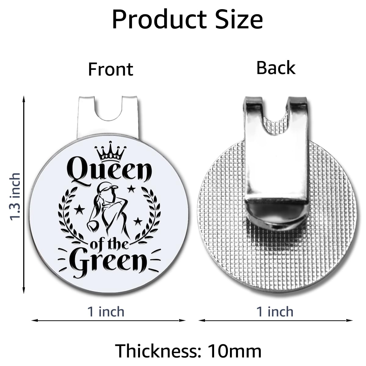 Hafhue Queen Of The Green Golf Ball Marker With Magnetic Hat Clip, Funny Golf Accessories And Golf Gifts For Women Her Mom Wife