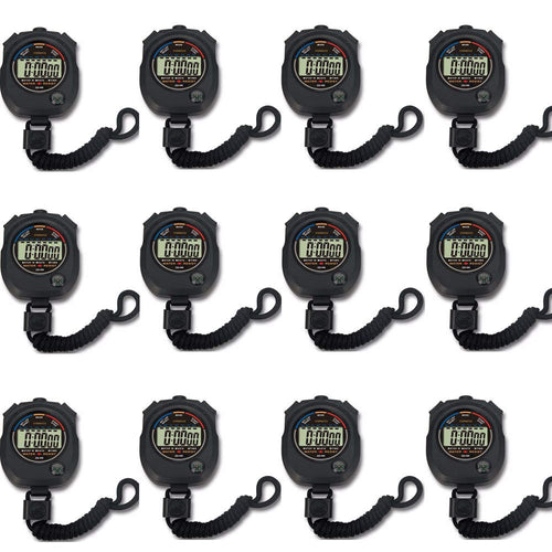 12 Pack Multi-Function Electronic Digital Sport Stopwatch Timer, Large Display With Date Time And Alarm Function,Suitable For Sp