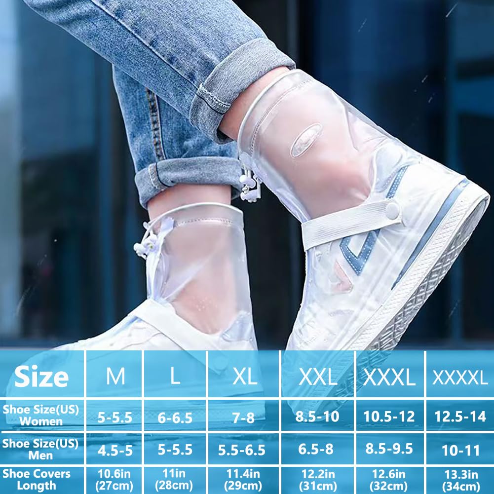 Waterproof Shoe Covers For Rain, Non-Slip Silicone Overshoes With Zipper, Reusable Shoe Protectors For Bicycling And Outdoor Act