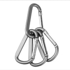 6Pcs Carabiner Caribeaner Clip,3'' Large Aluminum D Ring Shape Carabeaner With 6Pcs Keyring Keychain Hook (Grey)