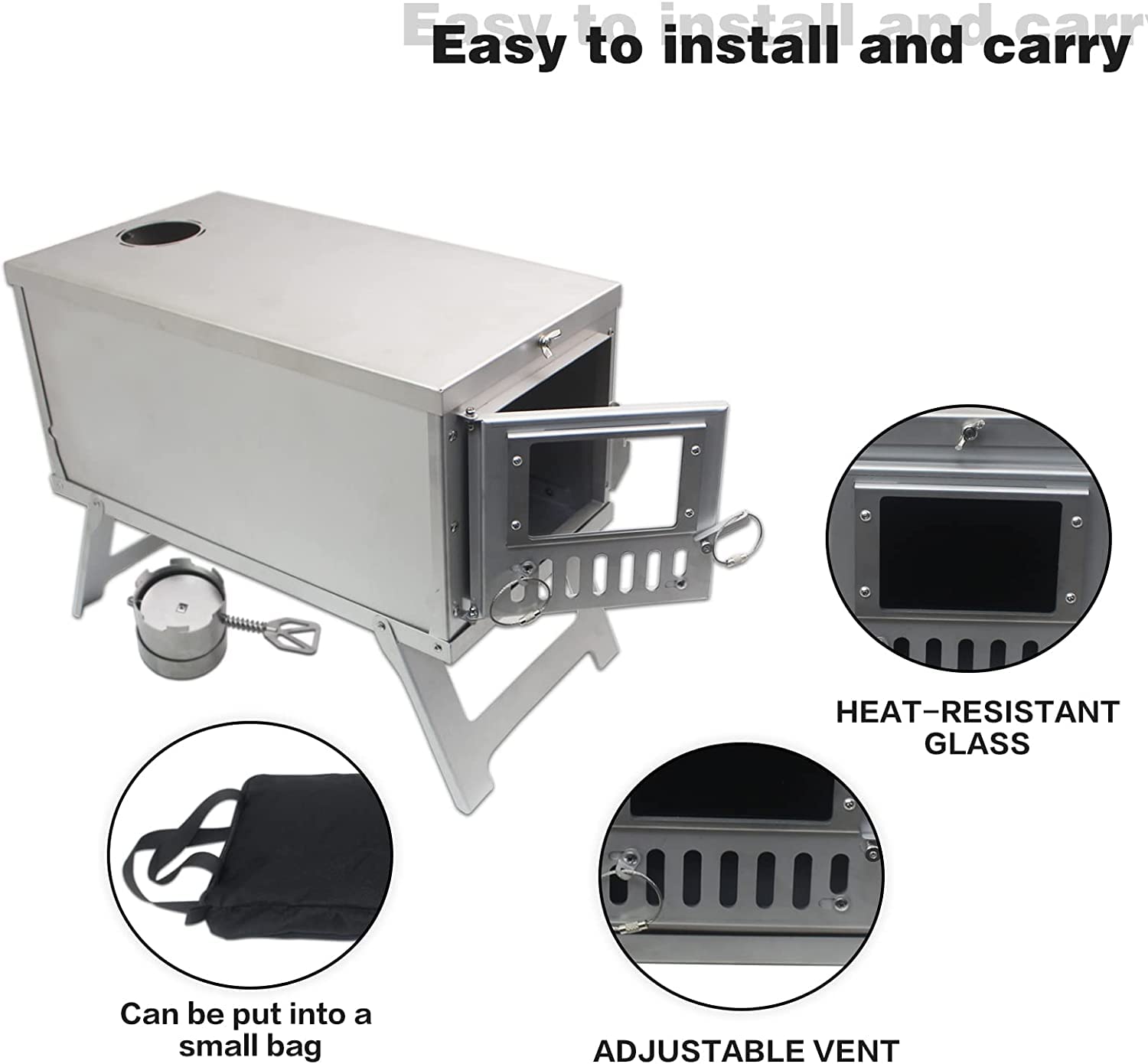 Yesinaly Ultralight Camping Stove Portable Backpacking Stove For Tent, Camping, Outdoor Cooking, Hunting, Ice Fishing, 16.6 In O