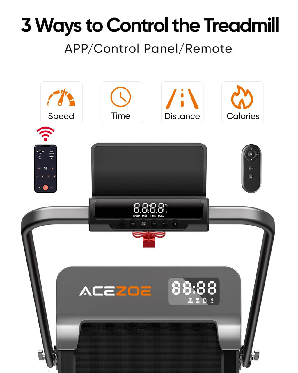 Acezoe 2-in-1 Foldable Treadmill with 3-Level 10% Incline, Walking Pad for Home Small Office, Compact Portable Under Desk Treadm