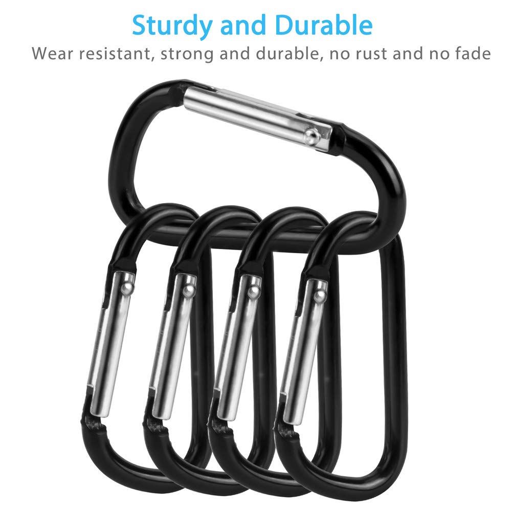 20Pcs Mini 1.85''/4.7Cm Aluminum Carabiners With 10Pcs Nickel Metal Key Rings Lightweight D Shape Keychain Clips Small Multipurp