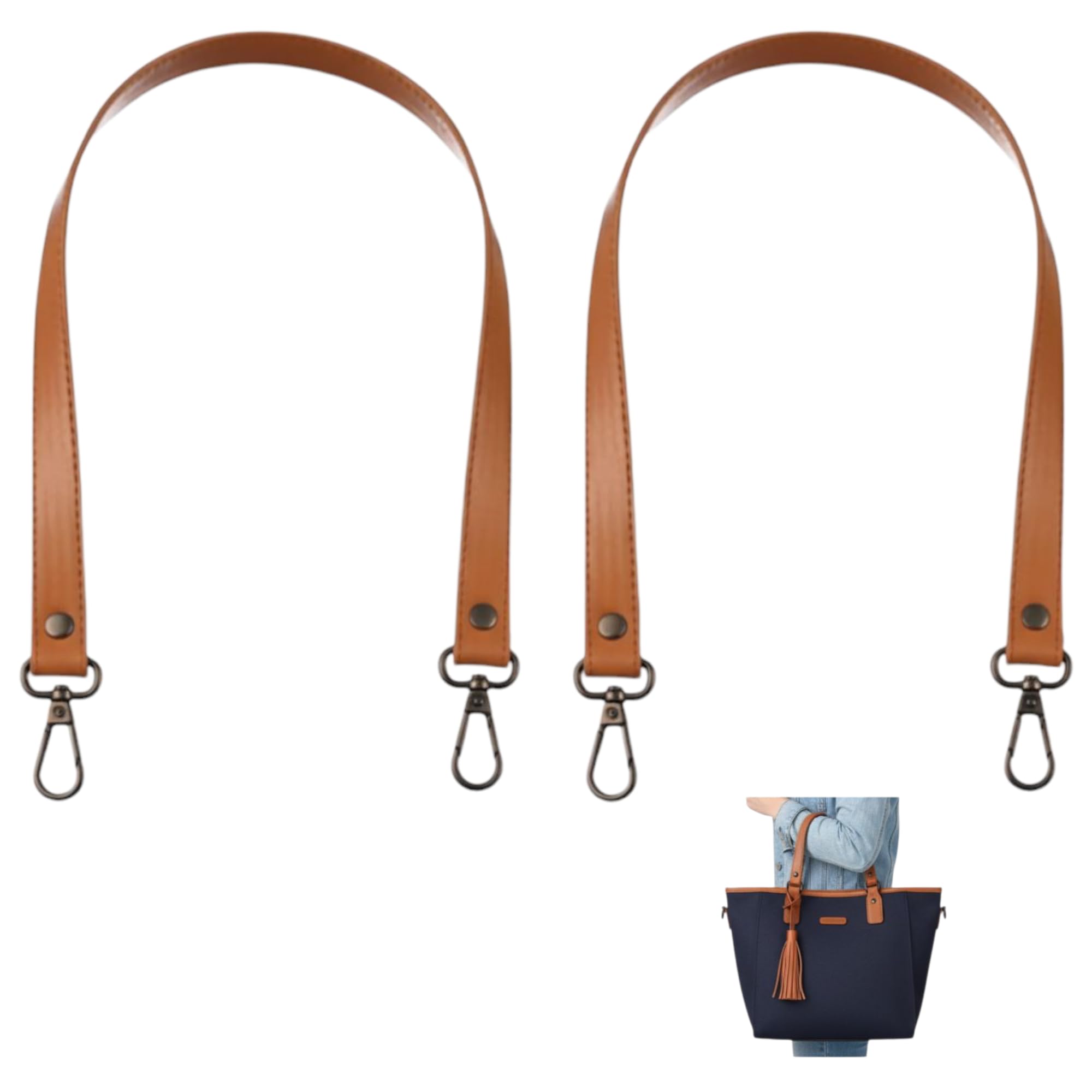 Pu Leather Bag Handles Brown Color With Gunmetal Buckles Replacement Strap Medium Size Length 20 Inches Width 0.8 Inch Width Fo