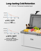 Vevor Portable Cooler, 26 Qt Hard Cooler With Ice Retention, Heavy-Duty Handles And Strap, Lightweight Rigid Material Insulated