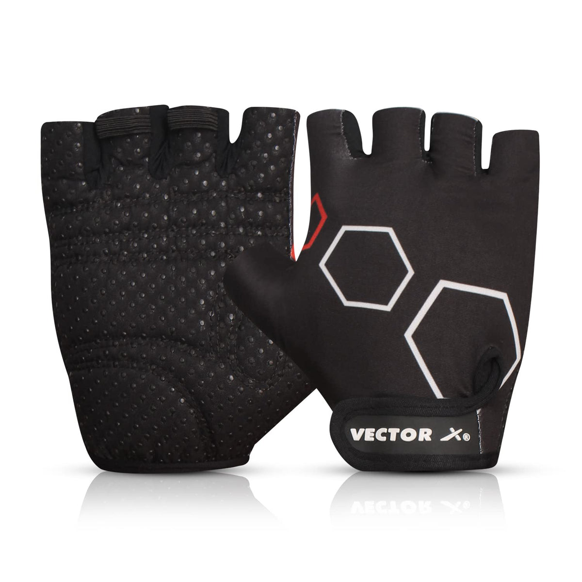 Vector X Vx300 Gym Fitness Fingerless Gloves For Men Women Sports Practice Gloves With Wrist Support Accessories (Medium Size)