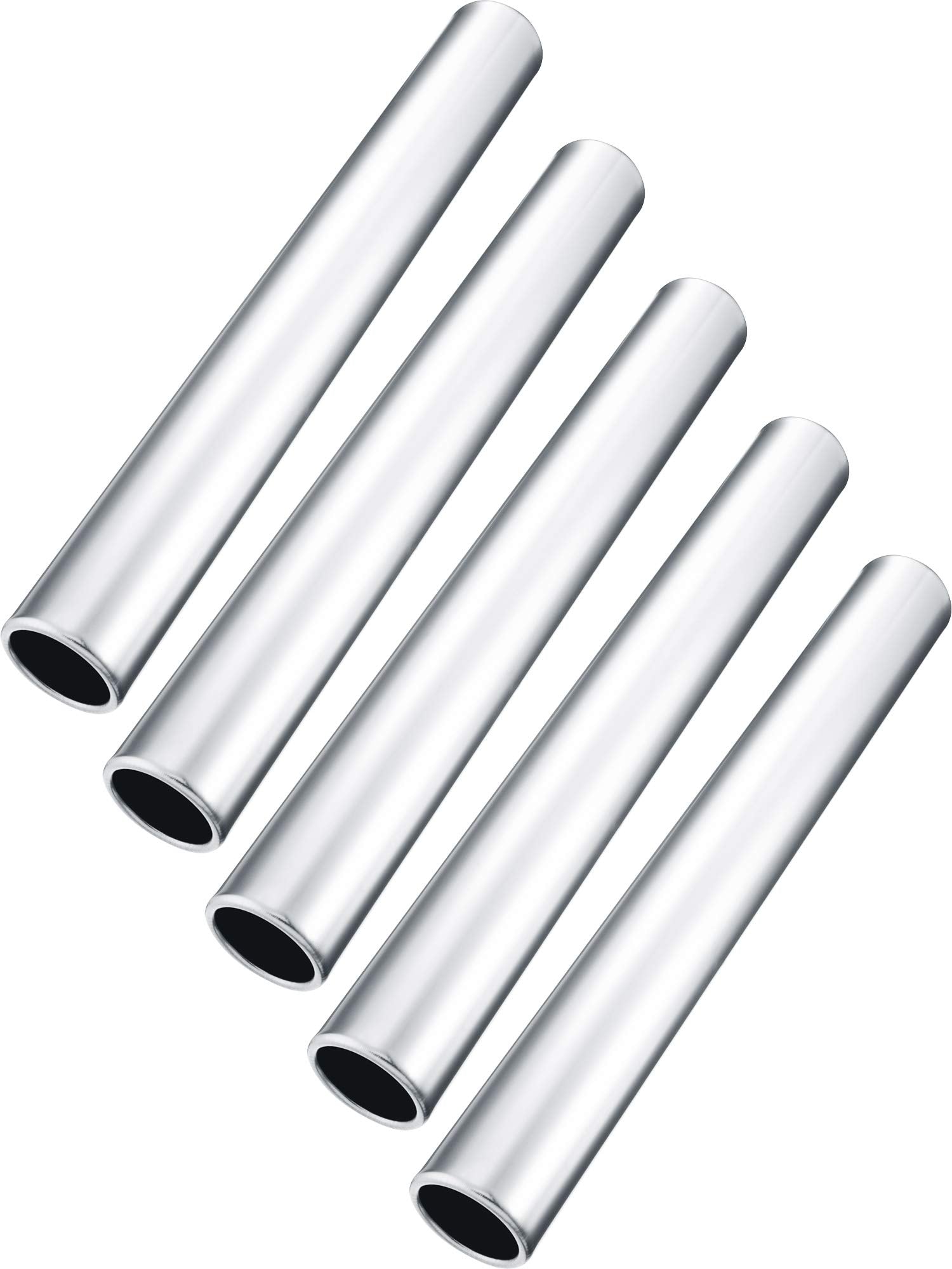 Zhehao 5 Pcs Track Batons for Relay Aluminum Running Field Race Batons for Students, Office, Clark, Outdoor(Silver)