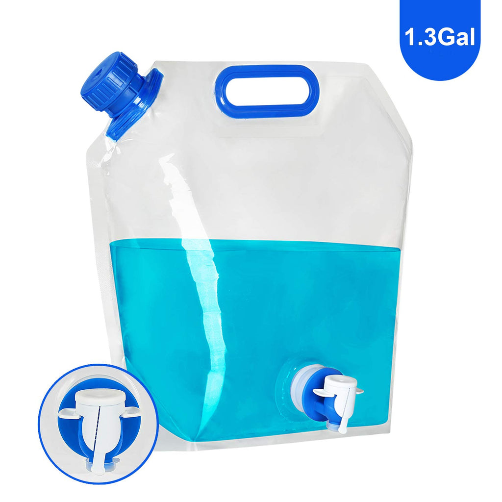 Uyghhk Collapsible Water Container, 1.3Gal Bpa Free Food Grade Clear Plastic Water Jug With Spout For Sport Camping Riding Hikin