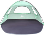 Nxone Beach Tent Sun Shade Shelter For 2-3 Person With Uv Protection, Extended Floor, 3 Mesh Roll Up Windows & 8.0Mm Fiberglass 