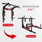 Onetwofit Multifunctional Wall Mounted Pull Up Bar Chin Up Bar Dip Station For Indoor Home Gym Workout, Power Tower Set Training
