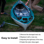 Kayak Seat Repair Kit (Clips+Hooks+Straps) Replacement Including Nylon Webbing Straps-65Inch, Compatible With Ocean Kayak, Lifet