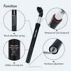 Djc Bike Suspension Seatpost Shock Absorber Damper Post 272 309 316 Mm, Lightweight Aluminum Body (Full Silver Color, 316Mm)
