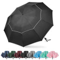 G4Free 62 Inch Windproof Inverted Umbrella with Reflective Stripe Large Compact Reverse Golf Umbrella for Rain 10 Ribs Double Ca