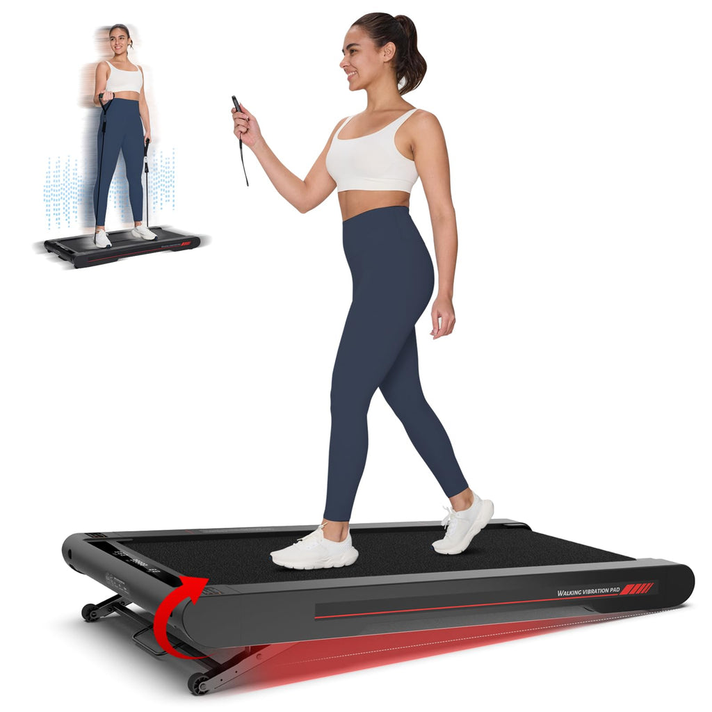 Sperax Walking Vibration Pad with Manual Incline,Under Desk Treadmill for Home,4 in 1 Vibration Plate Exercise Machine with APP,